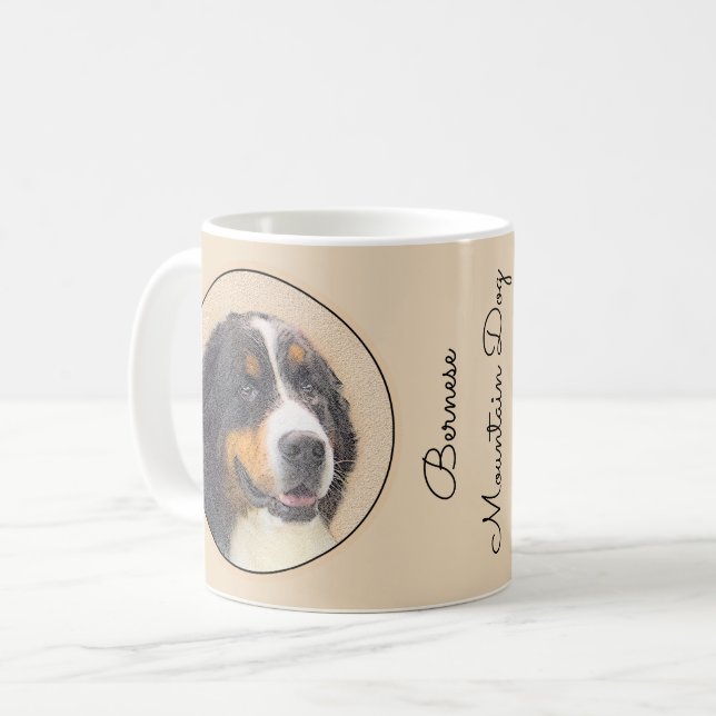 Bernese Mountain Dog Painting - Original Dog Art Coffee Mug (Front Left)