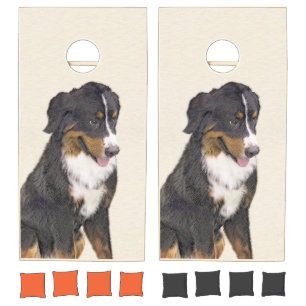 Bernese Mountain Dog Painting - Original Dog Art Cornhole Set