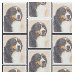 Bernese Mountain Dog Painting - Original Dog Art Fabric