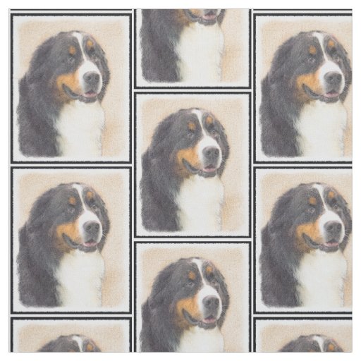 Bernese Mountain Dog Painting - Original Dog Art Fabric