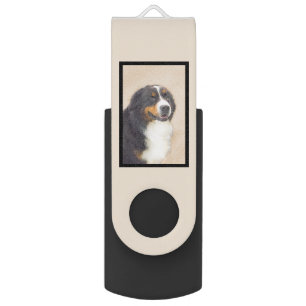 Bernese Mountain Dog Painting - Original Dog Art Flash Drive
