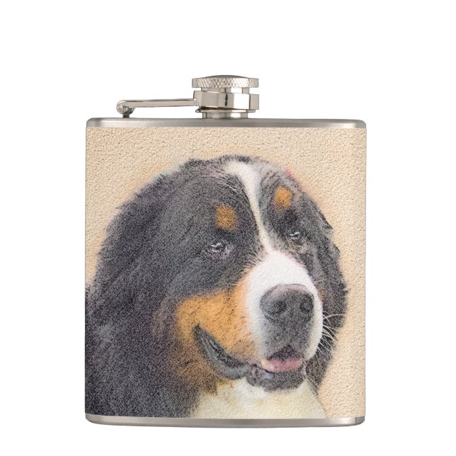 Bernese Mountain Dog Painting - Original Dog Art Flask (Front)