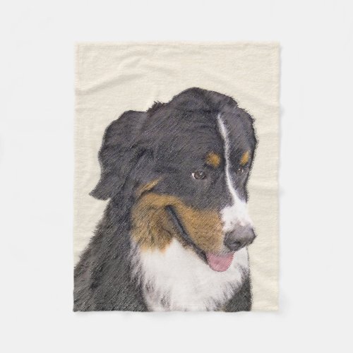 Bernese Mountain Dog Painting _ Original Dog Art Fleece Blanket