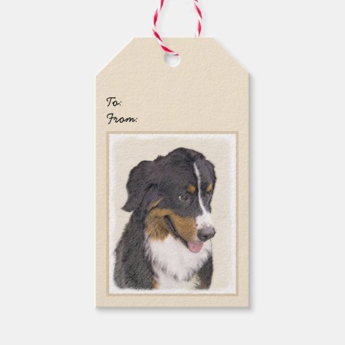 Bernese Mountain Dog Painting _ Original Dog Art Gift Tags