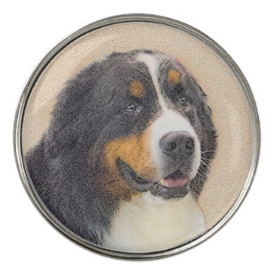 Bernese Mountain Dog Painting - Original Dog Art Golf Ball Marker