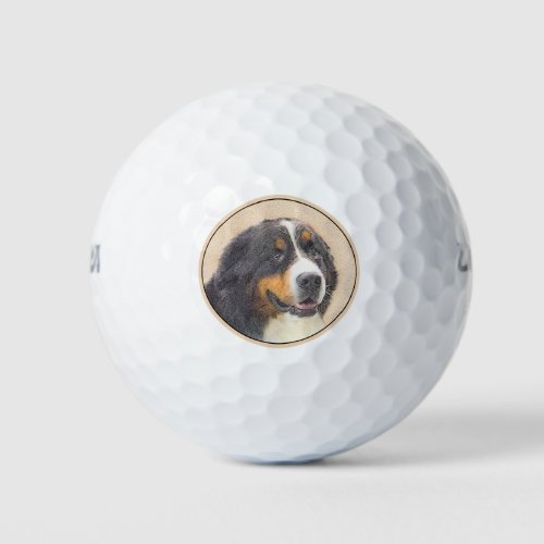 Bernese Mountain Dog Painting _ Original Dog Art Golf Balls