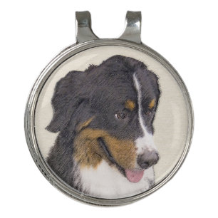 Bernese Mountain Dog Painting - Original Dog Art Golf Hat Clip