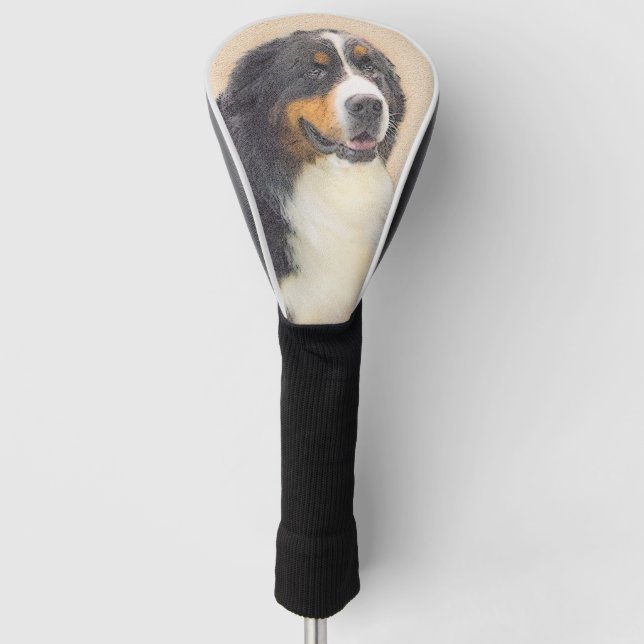 Bernese Mountain Dog Painting - Original Dog Art Golf Head Cover (Front)