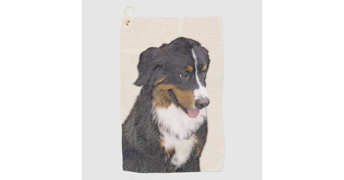 Bernese Mountain Dog Painting Original Dog Art Golf Towel
