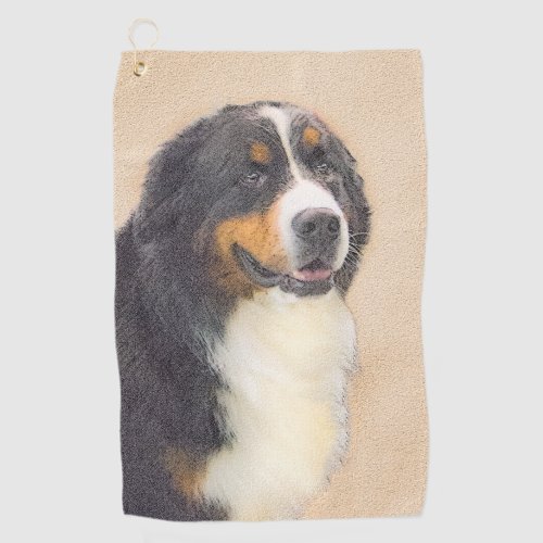 Bernese Mountain Dog Painting _ Original Dog Art Golf Towel