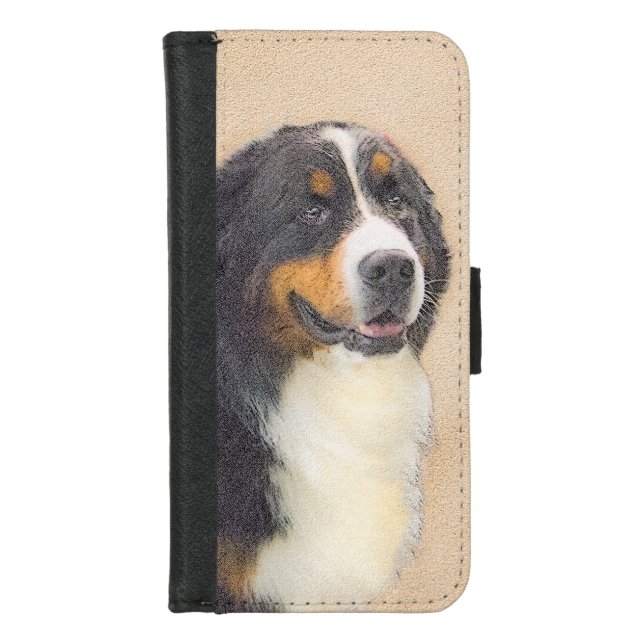 Bernese Mountain Dog Painting - Original Dog Art iPhone Wallet Case (Front)