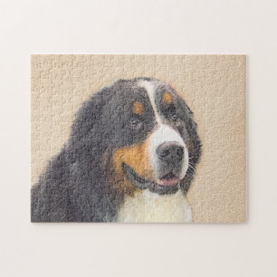Bernese Mountain Dog Painting - Original Dog Art Jigsaw Puzzle