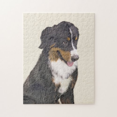 Bernese Mountain Dog Painting _ Original Dog Art Jigsaw Puzzle