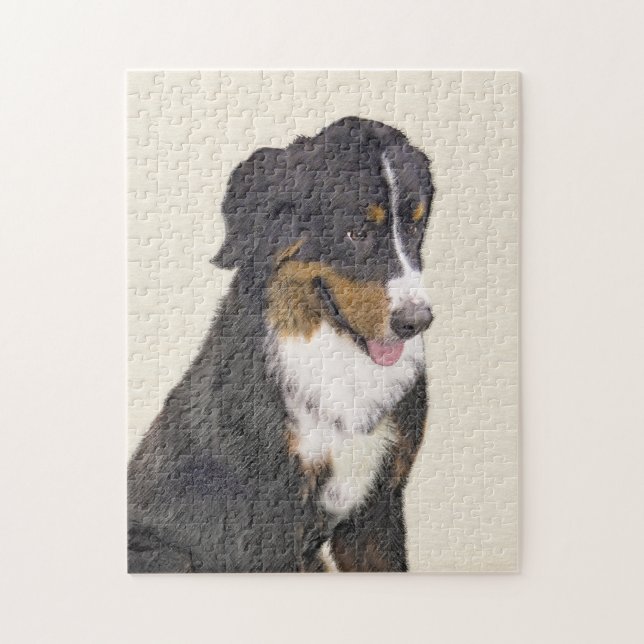 Bernese Mountain Dog Painting - Original Dog Art Jigsaw Puzzle (Vertical)