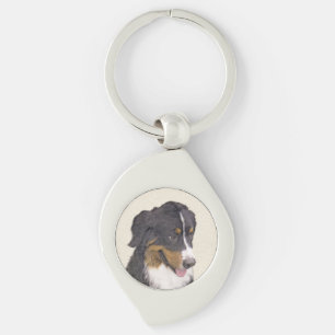 Bernese Mountain Dog Painting - Original Dog Art Keychain
