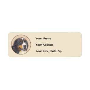 Bernese Mountain Dog Painting - Original Dog Art Label