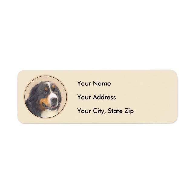 Bernese Mountain Dog Painting - Original Dog Art Label (Front)