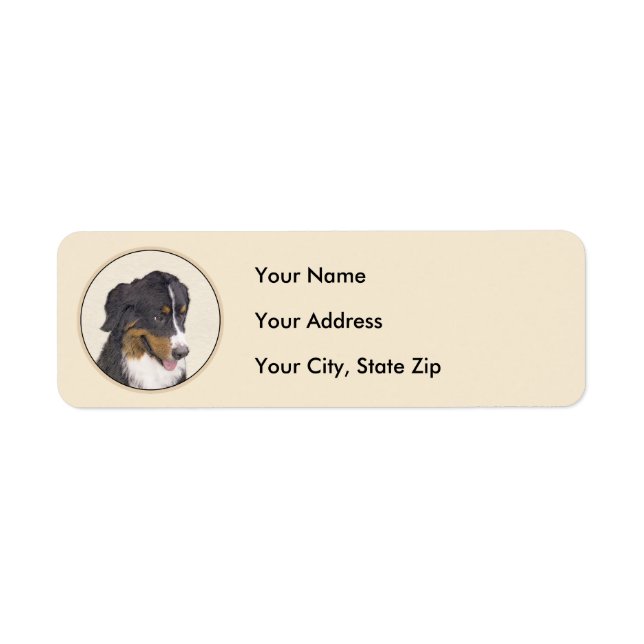 Bernese Mountain Dog Painting - Original Dog Art Label (Front)