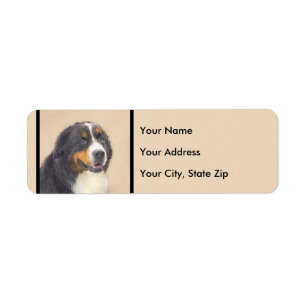 Bernese Mountain Dog Painting - Original Dog Art Label