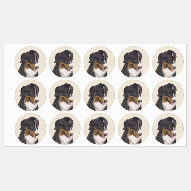 Bernese Mountain Dog Painting - Original Dog Art Labels (Sheet)