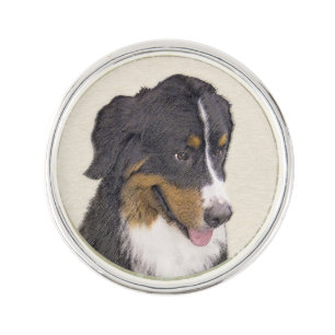 Bernese Mountain Dog Painting - Original Dog Art Lapel Pin