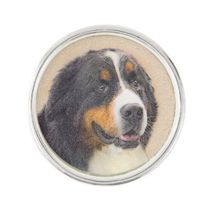 Bernese Mountain Dog Painting - Original Dog Art Lapel Pin