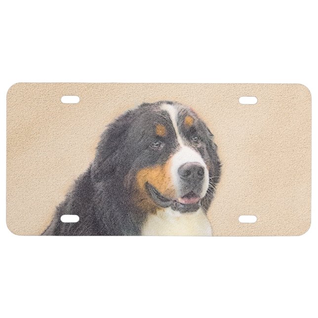 Bernese Mountain Dog Painting - Original Dog Art License Plate (Front)