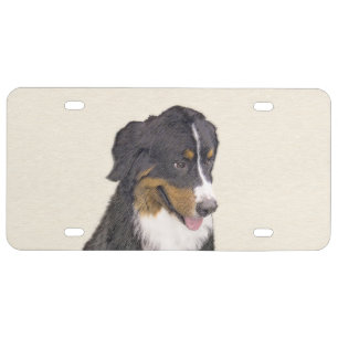 Bernese Mountain Dog Painting - Original Dog Art License Plate