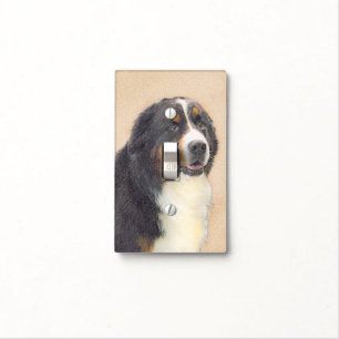 Bernese Mountain Dog Painting - Original Dog Art Light Switch Cover