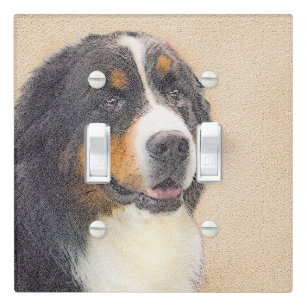 Bernese Mountain Dog Painting - Original Dog Art Light Switch Cover