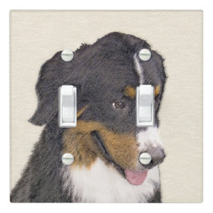 Bernese Mountain Dog Painting - Original Dog Art Light Switch Cover