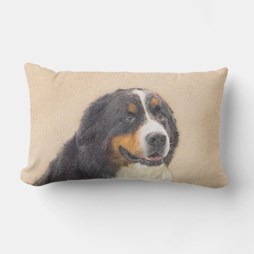 Bernese Mountain Dog Painting _ Original Dog Art Lumbar Pillow