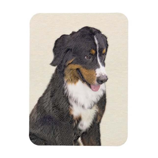 Bernese Mountain Dog Painting - Original Dog Art Magnet (Vertical)