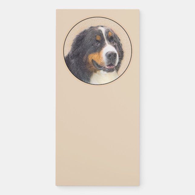 Bernese Mountain Dog Painting - Original Dog Art Magnetic Notepad (Front)