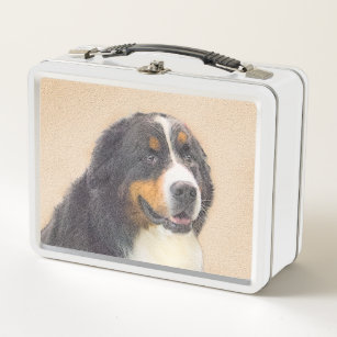 Bernese Mountain Dog Painting - Original Dog Art Metal Lunch Box