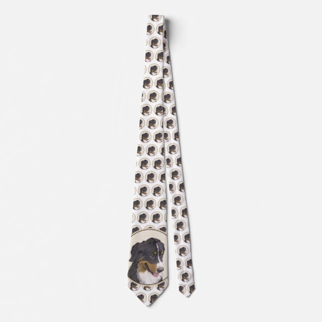 Bernese Mountain Dog Painting - Original Dog Art Neck Tie (Front)