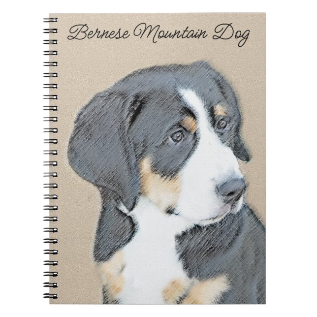 Bernese Mountain Dog Painting - Original Dog Art Notebook (Front)