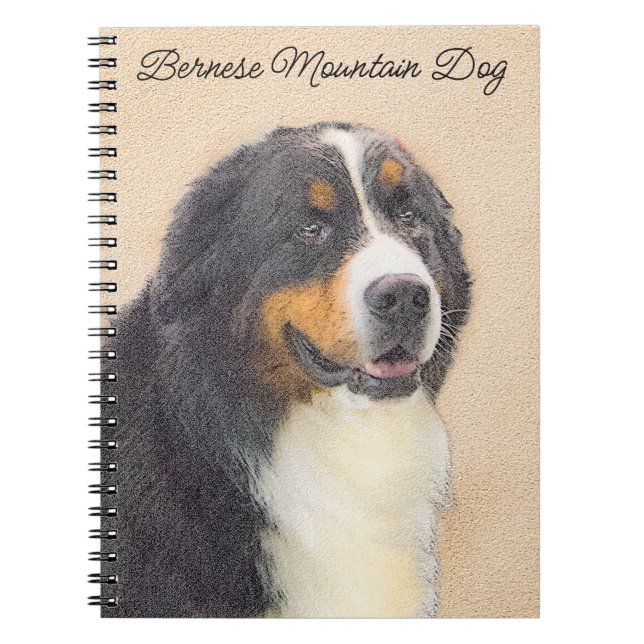 Bernese Mountain Dog Painting - Original Dog Art Notebook (Front)