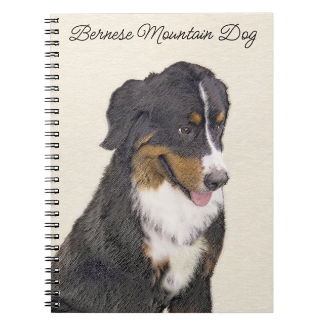 Bernese Mountain Dog Painting - Original Dog Art Notebook (Front)