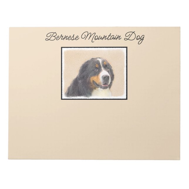 Bernese Mountain Dog Painting - Original Dog Art Notepad (Front)