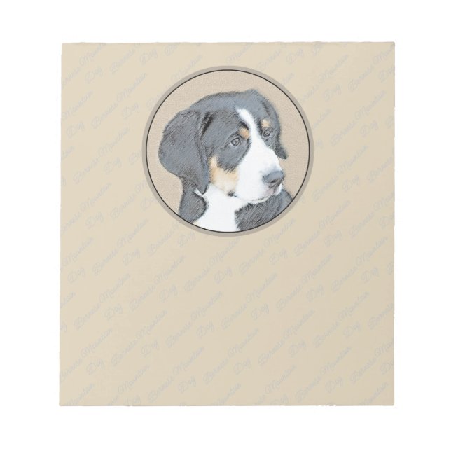Bernese Mountain Dog Painting - Original Dog Art Notepad (Front)