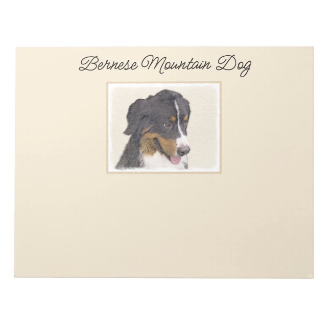 Bernese Mountain Dog Painting - Original Dog Art Notepad (Front)