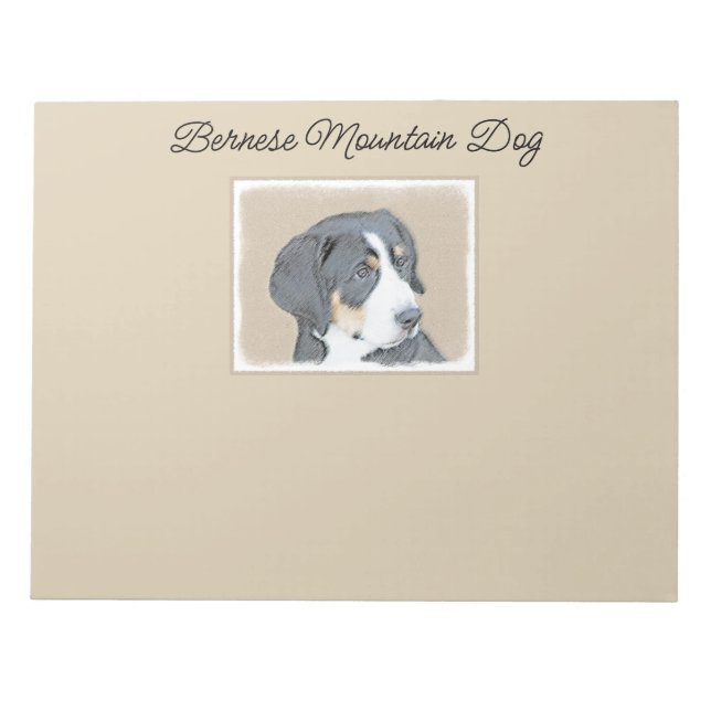 Bernese Mountain Dog Painting - Original Dog Art Notepad (Front)