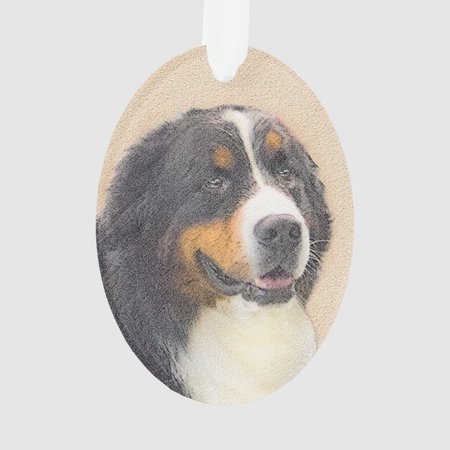 Bernese Mountain Dog Painting - Original Dog Art Ornament (Back)