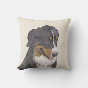 Bernese Mountain Dog Painting - Original Dog Art Outdoor Pillow