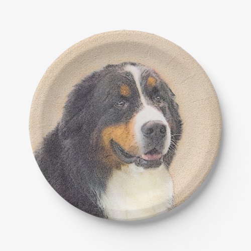 Bernese Mountain Dog Painting _ Original Dog Art Paper Plates