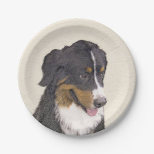 Bernese Mountain Dog Painting - Original Dog Art Paper Plates