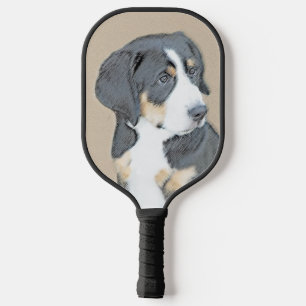 Bernese Mountain Dog Painting - Original Dog Art Pickleball Paddle