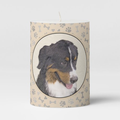 Bernese Mountain Dog Painting _ Original Dog Art Pillar Candle