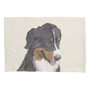 Bernese Mountain Dog Painting - Original Dog Art Pillow Case